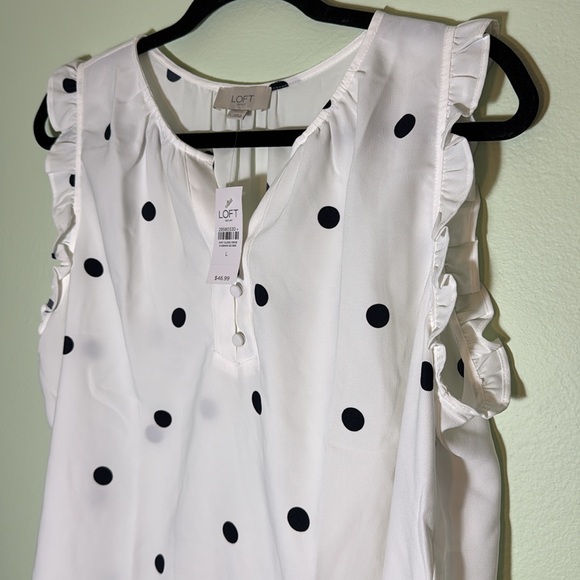 LOFT L polka dot sleeveless blouse top - Picture 2 of 6